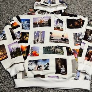 NEW Disney Hoodie Adult Medium White 50th Anniversary Mickey Vault Attractions